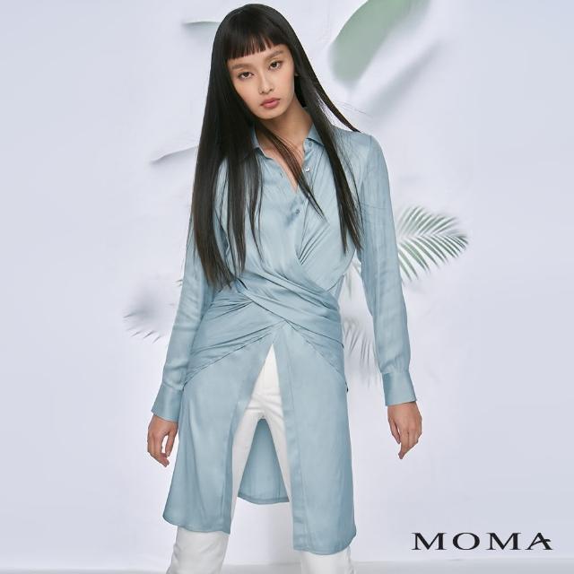 MOMA【MOMA】絲綢光感設計剪接襯衫(藍色)