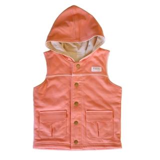 【Azure Canvas 藍天畫布】有機棉大童森林鋪棉背心-橘150~160cm(秋冬背心)