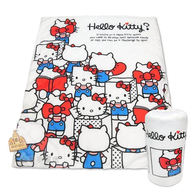 【享夢城堡】MIT卡通萬用收納被5x6涼被附束口袋(HELLO KITTY 排排站-白)