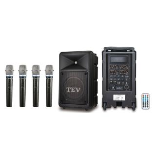 【TEV】四頻無線移動式擴音機USB/SD/BT/200w 含4手握麥克風(TA-680 USB-4)