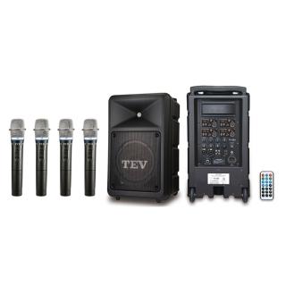 【TEV】CD-4 四頻無線移動式擴音機CD/USB/SD/BT/200w 含4手握麥克風(TA-680 CD-4)