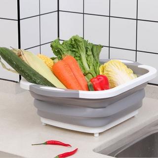 【E.City】3in1可攜式折疊瀝水籃砧板收納盒