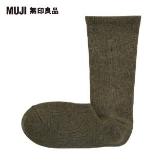 【MUJI 無印良品】男棉混腳跟特殊編織錐形直角襪(卡其綠24~28cm)