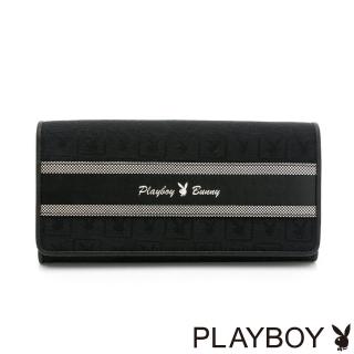 【PLAYBOY】翻蓋長夾 Square方格兔緹花系列(黑色)