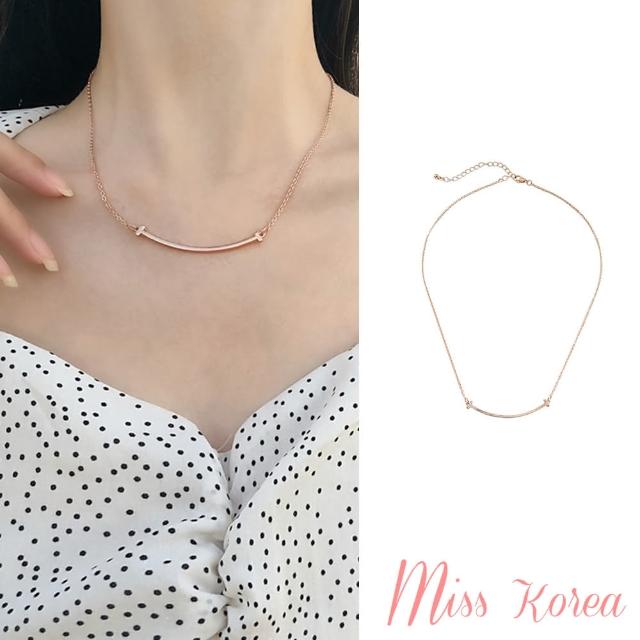 【MISS KOREA】韓國設計玫瑰金微笑曲線簡約氣質鎖骨鍊