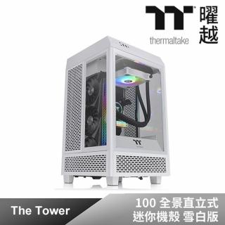 【Thermaltake 曜越】透視 The Tower 100 全景直立式迷你機殼 雪白版(CA-1R3-00S6WN-00)