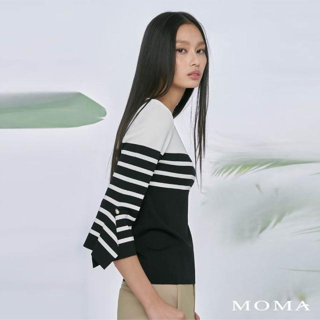【MOMA】造型袖口針織上衣(黑色)