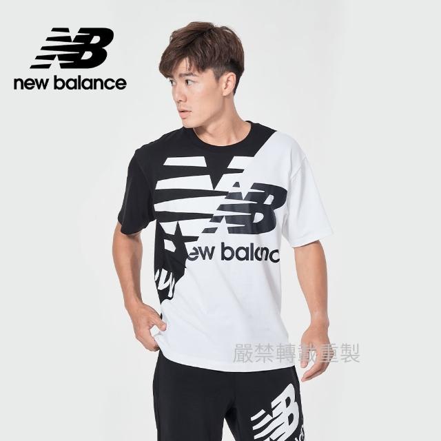 【NEW BALANCE】NB 變版NB短袖T_男款_黑白色_MT11513BM(美版 版型偏大)