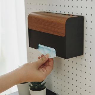 【完美主義】質感木紋牆面口罩收納盒(二色可選)