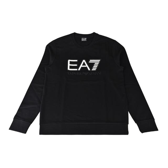 【EMPORIO ARMANI】EMPORIO ARMANI EA7字母LOGO純棉長袖運動T恤(L/黑)