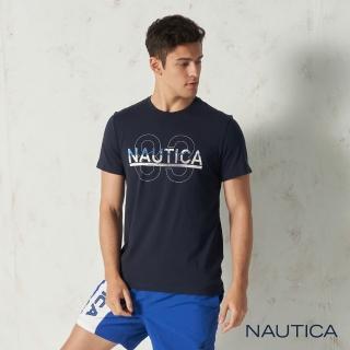 【NAUTICA】海洋印花LOGO圖騰短袖T恤(深藍)