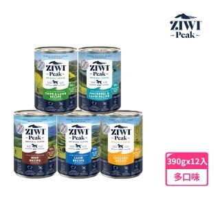 【ZiwiPeak 巔峰】鮮肉狗主食罐-390g 12件組 任選(狗罐 挑嘴 罐頭 肉泥 牛肉 羊肉 雞肉 鯖魚 羊肚)