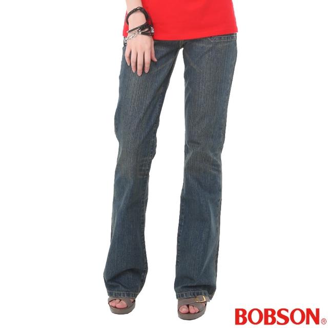 BOBSON【BOBSON】女款貓鬚刷白小喇叭褲(9013-77)