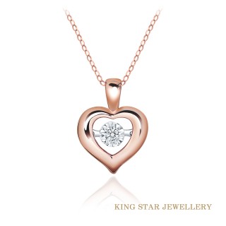 【King Star】愛心18K玫瑰金鑽石項墜(使用硬金電鑄工藝)