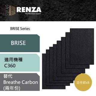 【RENZA】濾網 適用 BRISE 空氣清淨機 C360(可替代 Breathe Carbon 濾網 兩年份)