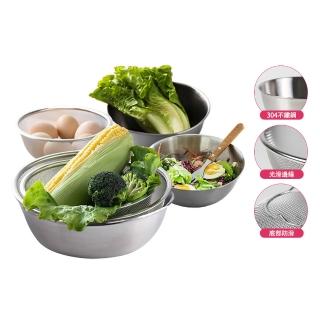 8750312 OL 【皇家洛克】多用途304不鏽鋼蔬果調理盆瀝水籃6件組