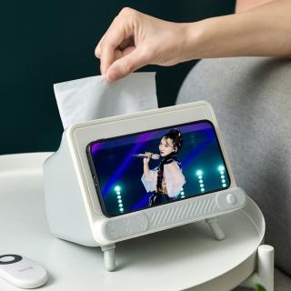 【日常用品】復古風電視造型手機支架衛生紙盒(衛生紙盒 手機支架 置物架 紙巾套 收納 抽取 多功能 設計)
