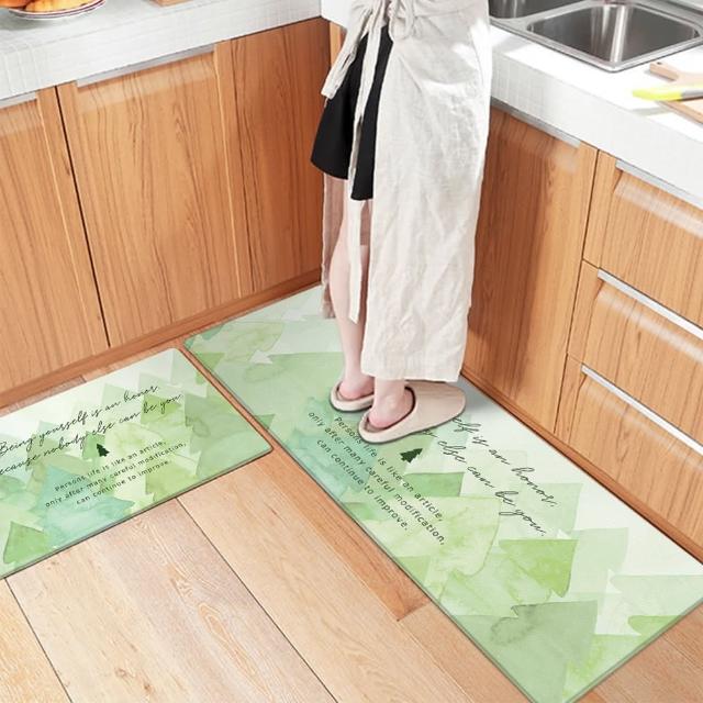 【半島良品】買長送短-防油防水減壓皮革廚房地墊120x45+75x45cm(多款選 台灣印刷 輕回彈 減壓好清潔)