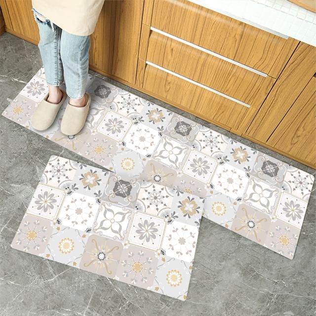 【半島良品】買長送短-防油防水減壓皮革廚房地墊120x45+75x45cm(多款選 台灣印刷 輕回彈 減壓好清潔)