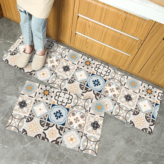 【半島良品】買長送短-防油防水減壓皮革廚房地墊120x45+75x45cm(多款選 台灣印刷 輕回彈 減壓好清潔)