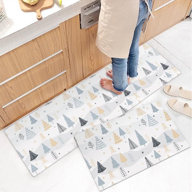 【半島良品】買長送短-防油防水減壓皮革廚房地墊120x45+75x45cm(多款選 台灣印刷 輕回彈 減壓好清潔)