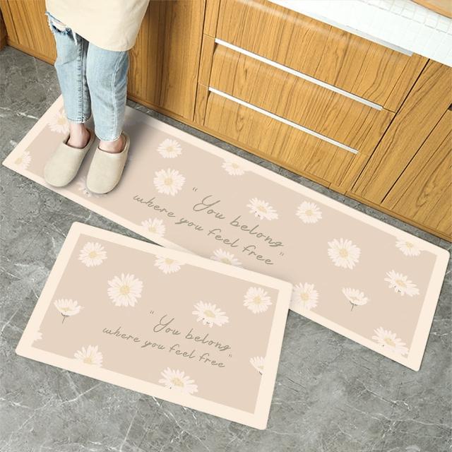 【半島良品】買長送短-防油防水減壓皮革廚房地墊120x45+75x45cm(多款選 台灣印刷 輕回彈 減壓好清潔)