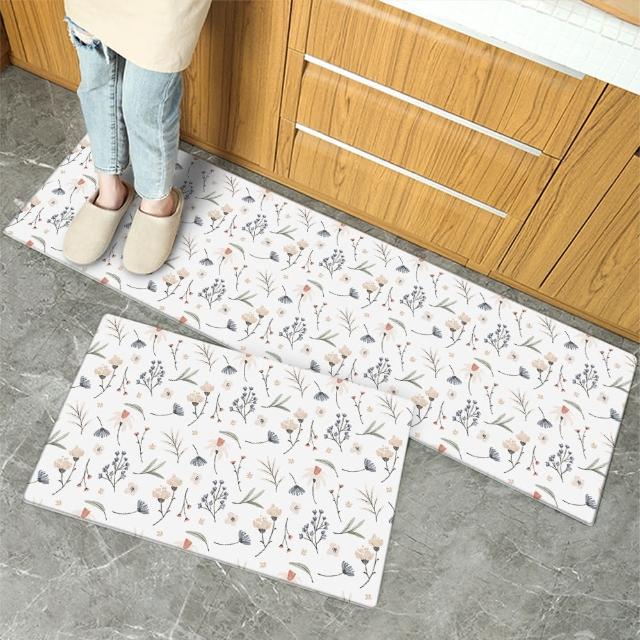 【半島良品】買長送短-防油防水減壓皮革廚房地墊120x45+75x45cm(多款選 台灣印刷 輕回彈 減壓好清潔)