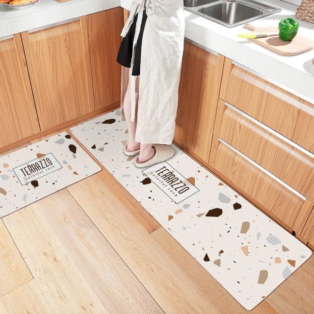 【半島良品】買長送短-防油防水減壓皮革廚房地墊120x45+75x45cm(多款選 台灣印刷 輕回彈 減壓好清潔)