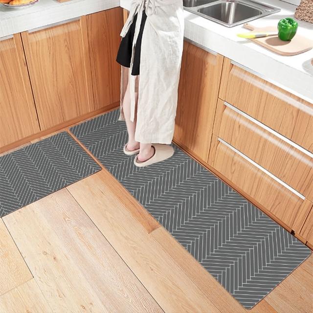 【半島良品】買長送短-防油防水減壓皮革廚房地墊120x45+75x45cm(多款選 台灣印刷 輕回彈 減壓好清潔)