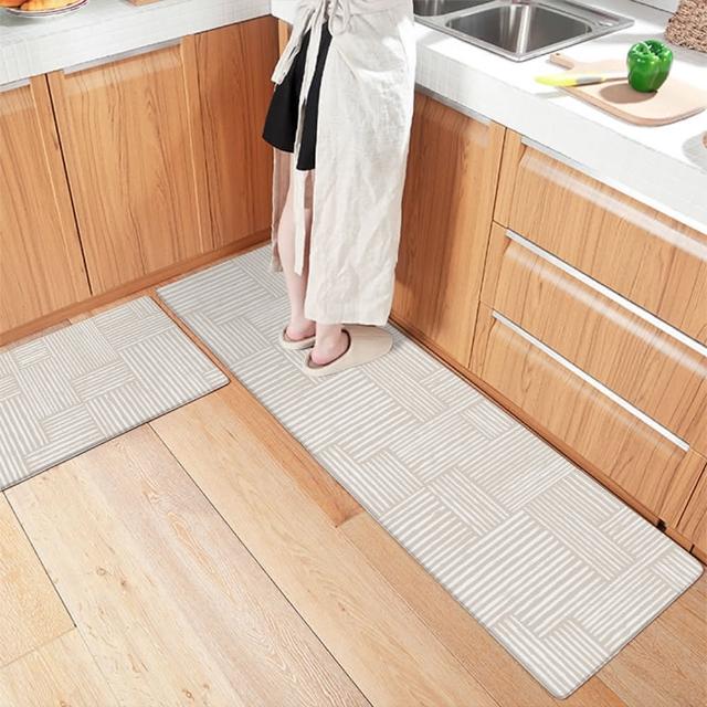 【半島良品】買長送短-防油防水減壓皮革廚房地墊120x45+75x45cm(多款選 台灣印刷 輕回彈 減壓好清潔)
