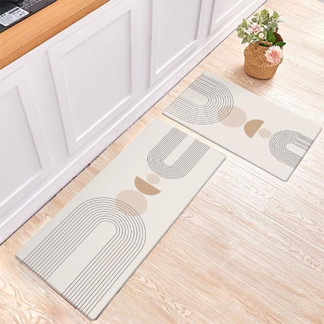 【半島良品】買長送短-防油防水減壓皮革廚房地墊120x45+75x45cm(多款選 台灣印刷 輕回彈 減壓好清潔)