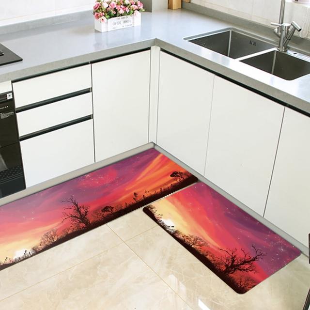 【半島良品】買長送短-防油防水減壓皮革廚房地墊120x45+75x45cm(多款選 台灣印刷 輕回彈 減壓好清潔)