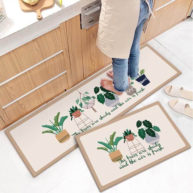 【半島良品】買長送短-防油防水減壓皮革廚房地墊120x45+75x45cm(多款選 台灣印刷 輕回彈 減壓好清潔)