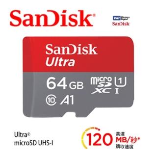 【SanDisk 晟碟】全新升級版 64GB Ultra microSDXC UHS-I A1  記憶卡(120MB/s 原廠10年保固)