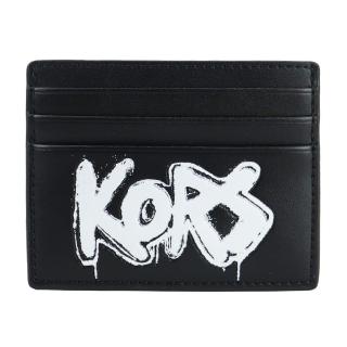 【Michael Kors】COOPER撞色塗鴉LOGO名片夾(黑)