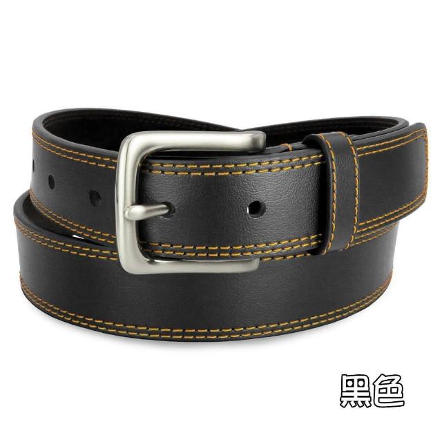 【CH-BELT 銓丞皮帶】時尚造型皮帶 雙車線 中性男女皮帶腰帶(黑/咖)