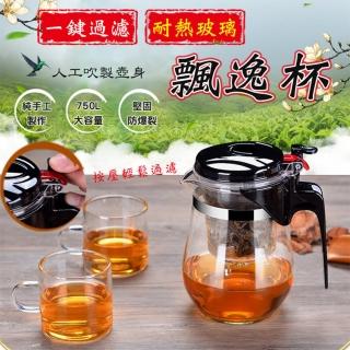 一鍵過濾耐熱玻璃飄逸杯(2入組)
