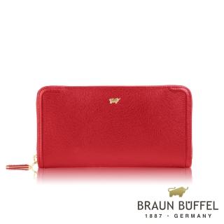 【BRAUN BUFFEL 德國小金牛】台灣總代理 SUPERSTAR-C 12卡拉鍊長夾-紅色(BF674-602-RD)