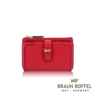 【BRAUN BUFFEL 德國小金牛】台灣總代理 SUPERSTAR-C 拉鍊卡夾-紅色(BF674-163-RD)