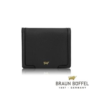 【BRAUN BUFFEL 德國小金牛】台灣總代理 SUPERSTAR-C 5卡兩折短夾-黑色(BF674-401-BK)