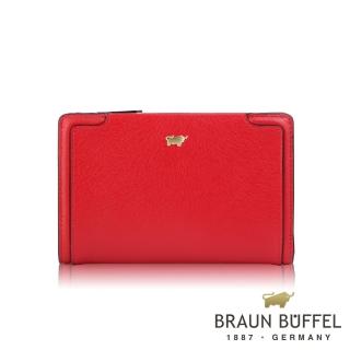 【BRAUN BUFFEL 德國小金牛】台灣總代理 SUPERSTAR-C 12卡拉鍊皮夾-紅色(BF674-502-RD)