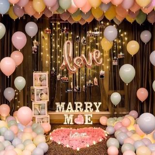 馬卡粉系MARRYME求婚驚喜禮物布置1組(求婚氣球 派對氣球 求婚佈置 氣球佈置 氣球套餐 裝飾 拍照道具)