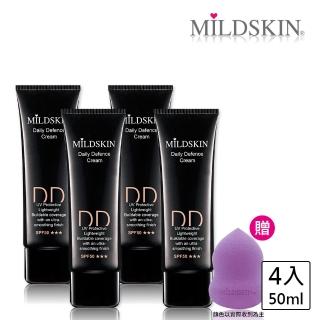 【MILDSKIN 麥德絲肌】水燦瓷光柔焦DD霜4入組(加贈葫蘆粉撲-紫)