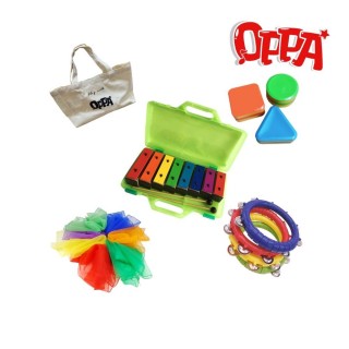 【OPPA奧福樂器】音磚奧福組合 高質感音樂律動教具 音磚 搖鈴 沙鈴 紗巾(幼兒教育 小樂器)