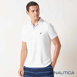 【NAUTICA】男裝 合身素色吸濕快乾短袖POLO衫(白色)