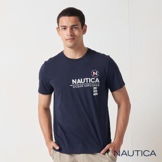 【NAUTICA】男裝 旗語文字圖騰短袖T恤(深藍)