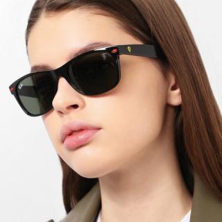 【RayBan 雷朋】限量法拉利聯名款太陽眼鏡 RB2132M F601/31 55mm 黑框墨綠鏡片 公司貨