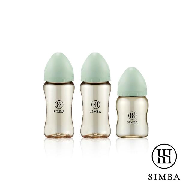 【Simba 小獅王辛巴】新生適用-蘊蜜鉑金PPSU寬口防脹氣奶瓶輕奢組(2中1小/主導式餵奶專用)