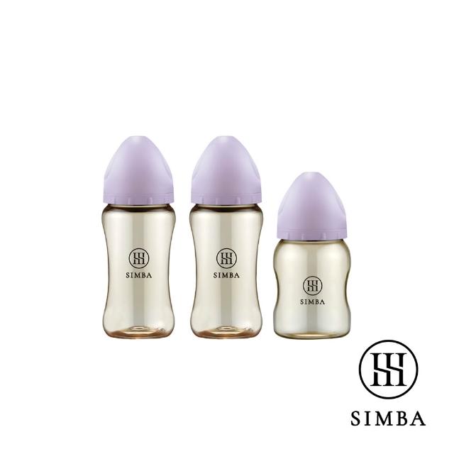 【Simba 小獅王辛巴】新生適用-蘊蜜鉑金PPSU寬口防脹氣奶瓶輕奢組(2中1小/主導式餵奶專用)