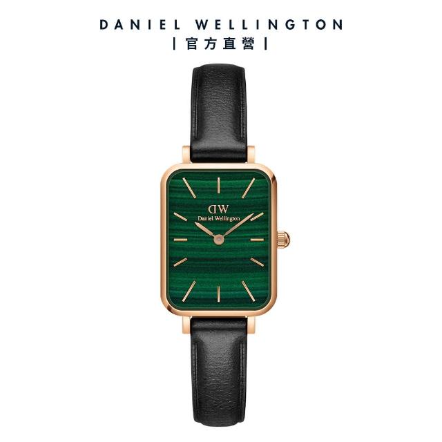 【Daniel Wellington】DW 手錶  Quadro Sheffield 20x26mm經典黑真皮皮革小方錶(兩色 DW00100439)